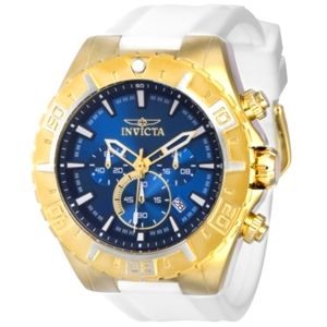 NEW!! Invicta Aviator Men's Watch-37800, 49mm Gold-Tone Case, White Band